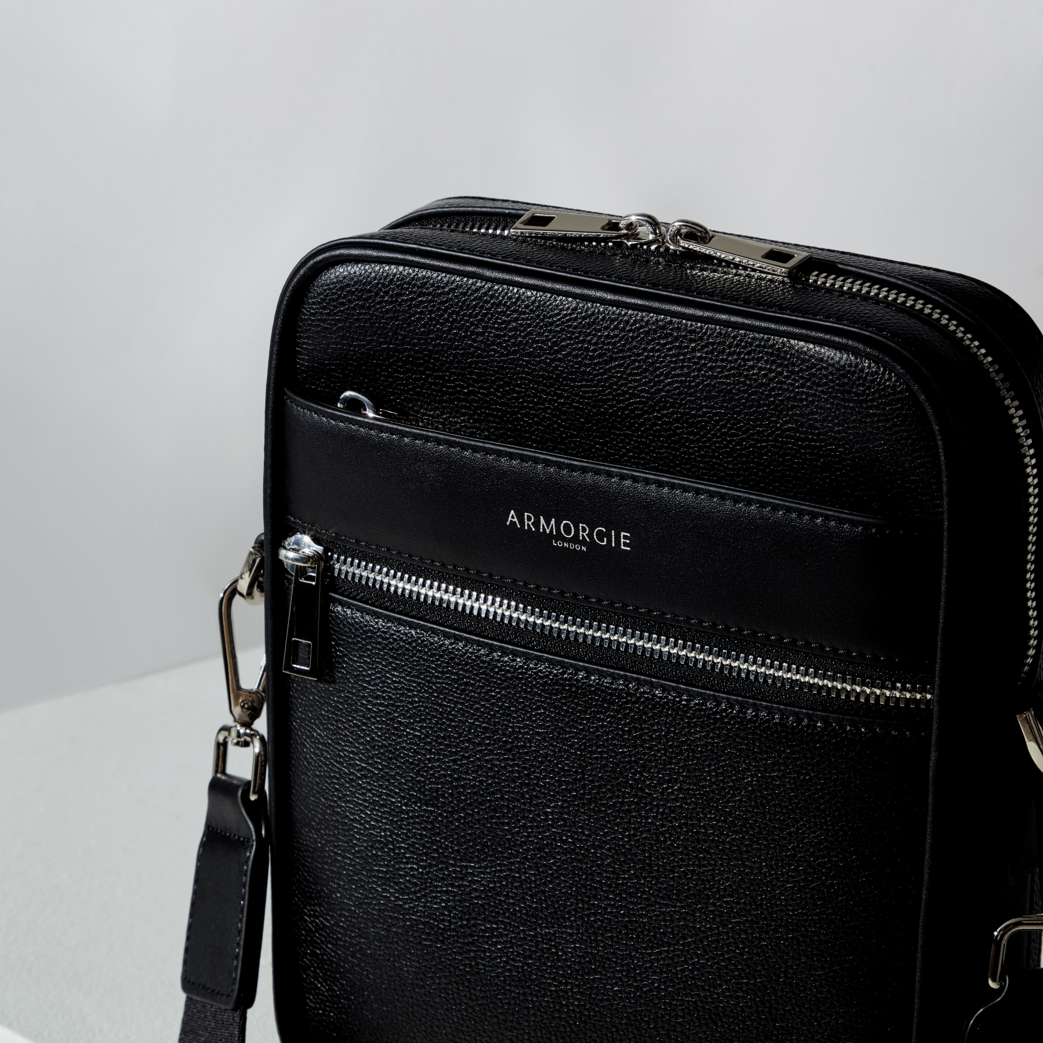 Luxury Black Leather Crossbody Bag – Armorgie London