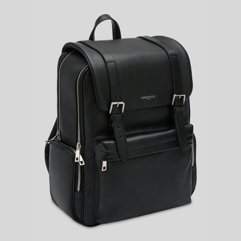 The James, leather laptop backpack with padded compartment